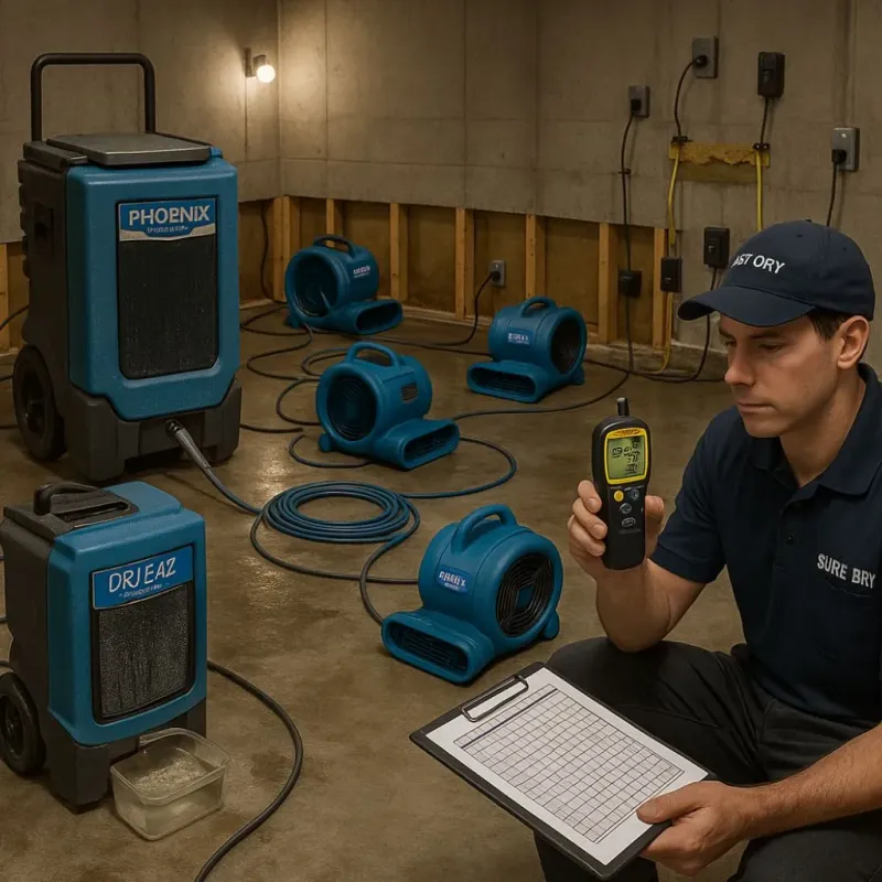 Structural Drying and Dehumidification process in Hinckley, IL